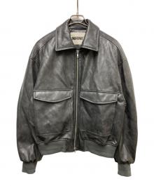 NKNIT（ンニット）の古着「synthetic leather padded short jacket」｜ブラック