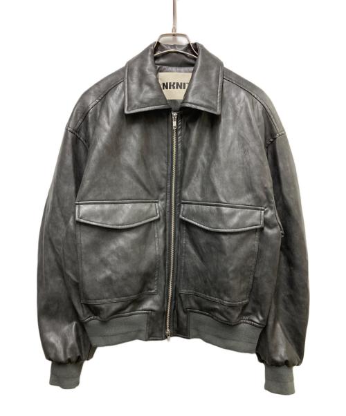 NKNIT（ンニット）NKNIT (ンニット) synthetic leather padded short jacket ブラックの古着・服飾アイテム