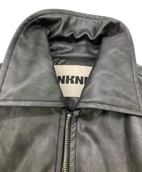 NKNIT（ンニット）NKNIT (ンニット) synthetic leather padded short jacket ブラックの古着・服飾アイテム