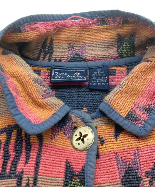 jane ashley（ジェーン・アシュリー）jane ashley (ジェーン・アシュリー) 90s ブランケットジャケット ピンク×グリーン サイズ:L(レディース規格)の古着・服飾アイテム