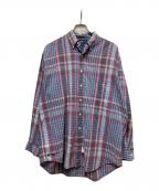 RALPH LAURENラルフローレン）の古着「シアーサッカーボタンダウンシャツ」｜レッド×ブルー