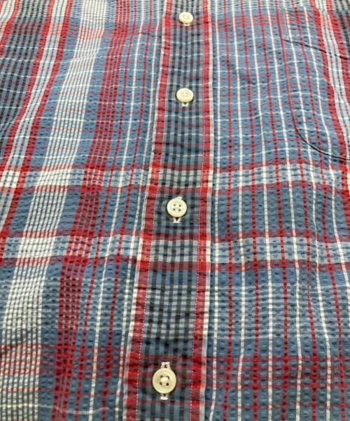 RALPH LAUREN（ラルフローレン）RALPH LAUREN (ラルフローレン) シアーサッカーボタンダウンシャツ レッド×ブルー サイズ:Mの古着・服飾アイテム