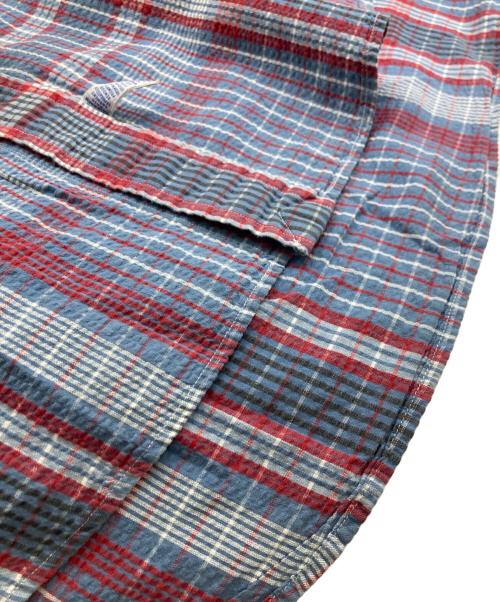 RALPH LAUREN（ラルフローレン）RALPH LAUREN (ラルフローレン) シアーサッカーボタンダウンシャツ レッド×ブルー サイズ:Mの古着・服飾アイテム