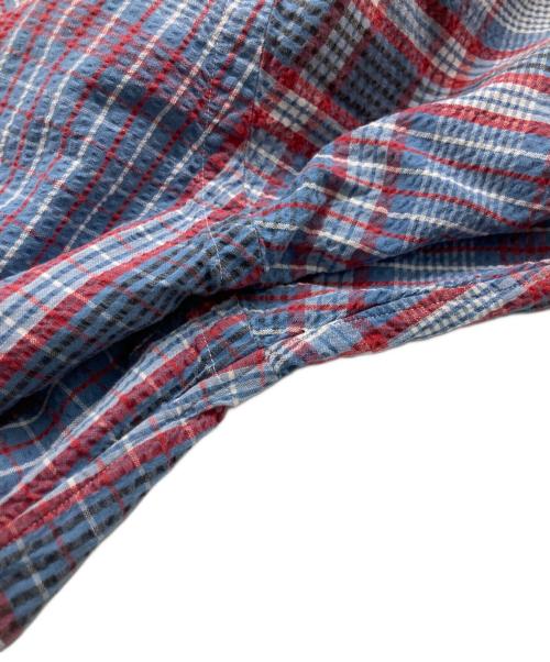 RALPH LAUREN（ラルフローレン）RALPH LAUREN (ラルフローレン) シアーサッカーボタンダウンシャツ レッド×ブルー サイズ:Mの古着・服飾アイテム