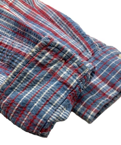 RALPH LAUREN（ラルフローレン）RALPH LAUREN (ラルフローレン) シアーサッカーボタンダウンシャツ レッド×ブルー サイズ:Mの古着・服飾アイテム