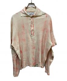 NKGW（エヌケージーダブリュー）の古着「COATING NOTCH SLEEVE POLO SHIRT」｜ベージュ