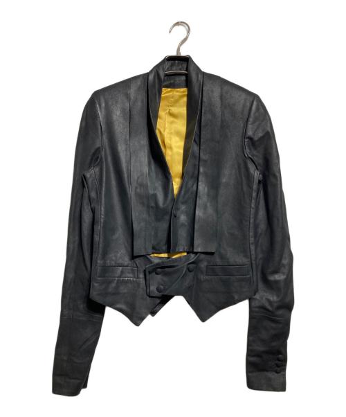 ANN DEMEULEMEESTER（アンドゥムルメステール）ANN DEMEULEMEESTER (アンドゥムルメステール) レザージャケット/Leather jacket ブラック サイズ:XSの古着・服飾アイテム