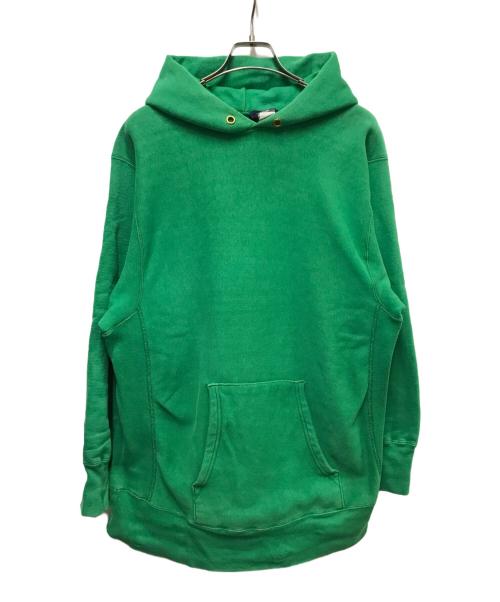 Champion（チャンピオン）Champion (チャンピオン) LAND'S END (ランズエンド) 80s ダブルネーム目無しREVERSE WEAVE グリーン サイズ:不明(実寸参照）の古着・服飾アイテム