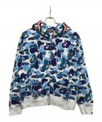A BATHING APEアベイシングエイプ）の古着「ABC CAMO CRYSTAL STONE SHARK FULL ZIP HOODIE」｜ブルー