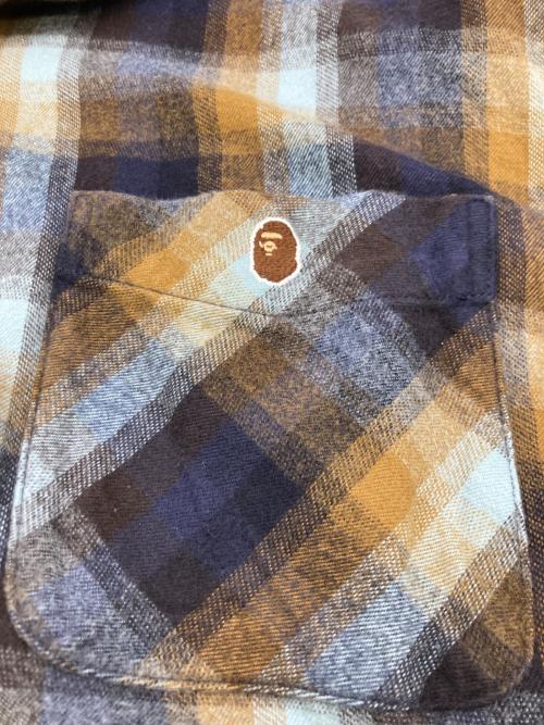 A BATHING APE（アベイシングエイプ）A BATHING APE (アベイシングエイプ) コットンフランネルシャツ ブルー×ブラウン サイズ:XLの古着・服飾アイテム