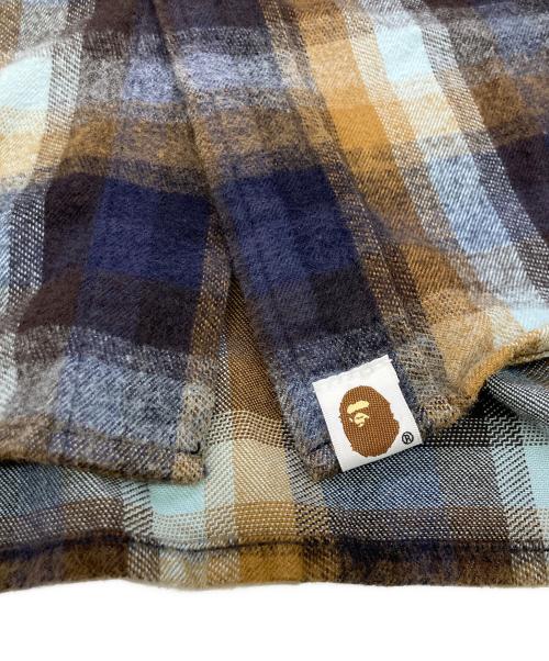A BATHING APE（アベイシングエイプ）A BATHING APE (アベイシングエイプ) コットンフランネルシャツ ブルー×ブラウン サイズ:XLの古着・服飾アイテム