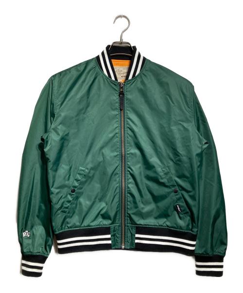 AVIREX（アヴィレックス）AVIREX (アヴィレックス) ナイロンスタジャン/Nylon jacket グリーン×ブラック サイズ:Lの古着・服飾アイテム