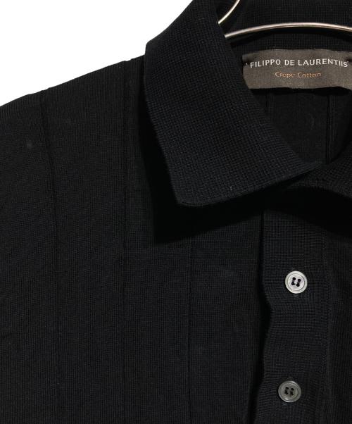 FILIPPO DE LAURENTIIS（フィリッポ・デ・ローレンティス）FILIPPO DE LAURENTIIS (フィリッポ・デ・ローレンティス) コットンニットポロシャツ ブラック サイズ:50の古着・服飾アイテム