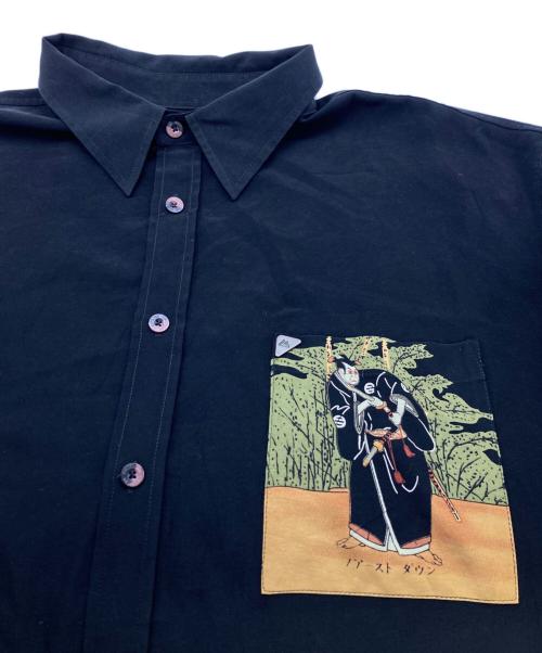 FIRST DOWN（ファーストダウン）FIRST DOWN (ファーストダウン) 90s 浮世絵大判プリントシャツ ブラック サイズ:XLの古着・服飾アイテム