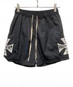 MAYOメイヨー）の古着「IRON CROSS EMBROIDERY 2WAY NYLON SHORTS」｜ブラック