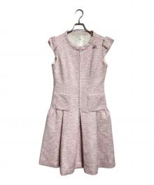 Rene（ルネ）の古着「ミツバチビジューツイードワンピース/Honeybee Bijou Tweed Dress」｜ピンク