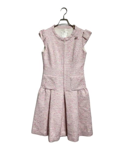 Rene（ルネ）Rene (ルネ) ミツバチビジューツイードワンピース/Honeybee Bijou Tweed Dress ピンク サイズ:34の古着・服飾アイテム