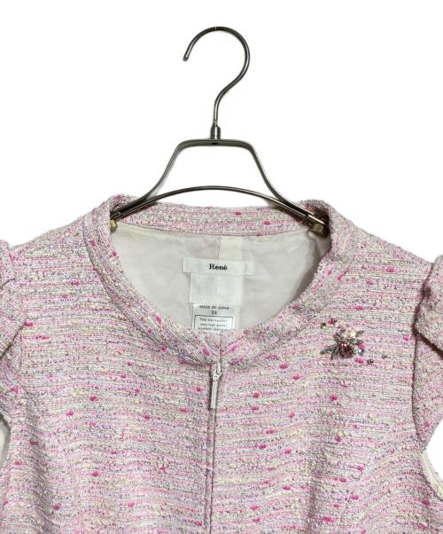 Rene（ルネ）Rene (ルネ) ミツバチビジューツイードワンピース/Honeybee Bijou Tweed Dress ピンク サイズ:34の古着・服飾アイテム