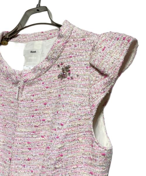 Rene（ルネ）Rene (ルネ) ミツバチビジューツイードワンピース/Honeybee Bijou Tweed Dress ピンク サイズ:34の古着・服飾アイテム
