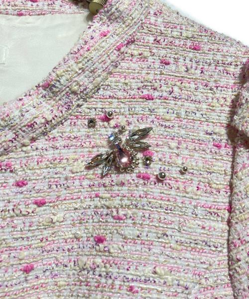Rene（ルネ）Rene (ルネ) ミツバチビジューツイードワンピース/Honeybee Bijou Tweed Dress ピンク サイズ:34の古着・服飾アイテム