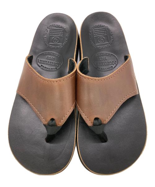 The Sandalman（ザサンダルマン）THE SANDALMAN (ザサンダルマン) 501ビーチワイドトングサンダル ブラック×ブラウン サイズ:9の古着・服飾アイテム