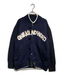 sacai（サカイ）の古着「Eric Haze Code Embroidery Knit Blouson/エリック・ヘイズ コード刺繍ニットブルゾン」｜ネイビー