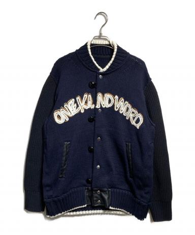 極美品★sacai エリックヘイズ 刺繍 ニットブルゾン スタジャン レザー切替 中古・古着通販】sacai (サカイ) Eric Haze Code Embroidery Knit