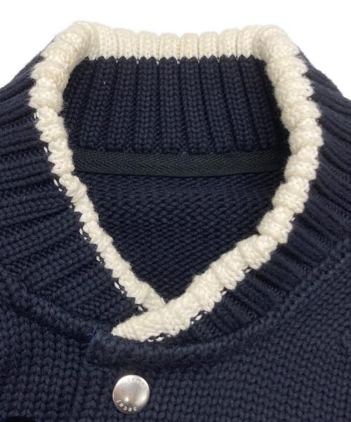 sacai（サカイ）sacai (サカイ) Eric Haze Code Embroidery Knit Blouson/エリック・ヘイズ コード刺繍ニットブルゾン ネイビー サイズ:2の古着・服飾アイテム