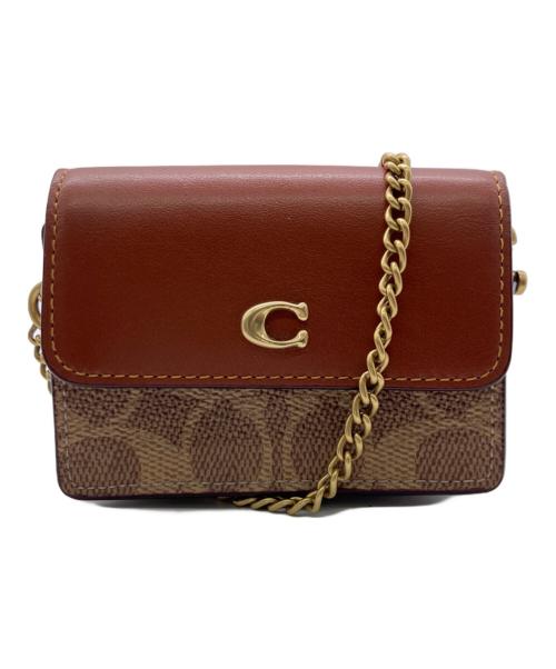 COACH（コーチ）COACH (コーチ) Colorblock Coated Canvas Signature Half Flap Card Case ブラウンの古着・服飾アイテム