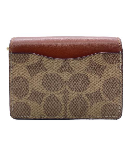COACH（コーチ）COACH (コーチ) Colorblock Coated Canvas Signature Half Flap Card Case ブラウンの古着・服飾アイテム