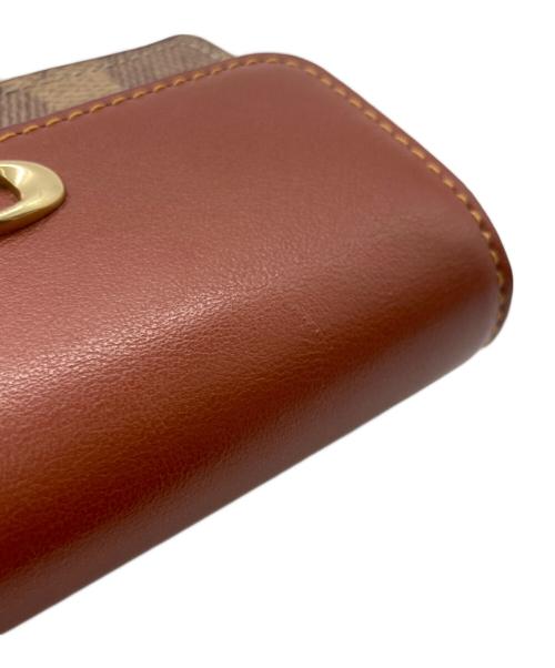 COACH（コーチ）COACH (コーチ) Colorblock Coated Canvas Signature Half Flap Card Case ブラウンの古着・服飾アイテム