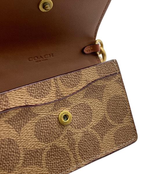 COACH（コーチ）COACH (コーチ) Colorblock Coated Canvas Signature Half Flap Card Case ブラウンの古着・服飾アイテム