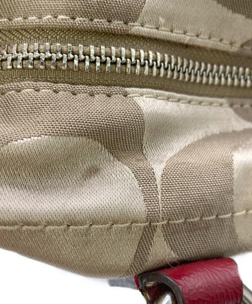 COACH（コーチ）COACH (コーチ) poppy signature 2way shoulder bag レッド×ベージュの古着・服飾アイテム