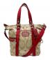 COACH（コーチ）の古着「poppy signature 2way shoulder bag」｜レッド×ベージュ