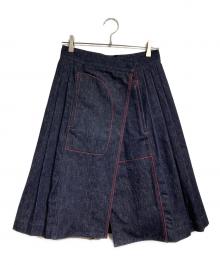 Salvatore Ferragamo（サルヴァトーレ フェラガモ）の古着「デニムkプリーツスカート/Denim pleated skirt」｜インディゴ