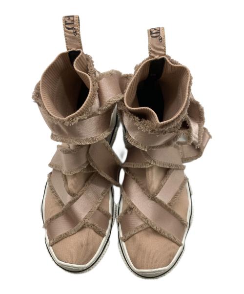 RED VALENTINO（レッドヴァレンティノ）RED VALENTINO (レッドヴァレンティノ) レースアップソックススニーカー ピンク サイズ:SIZE37の古着・服飾アイテム