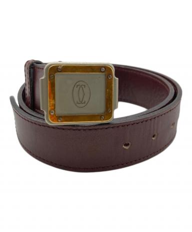 Cartier バーガンディ レザーベルト 86-94 中古・古着通販】Cartier (カルティエ) レザーベルト バーガンディー