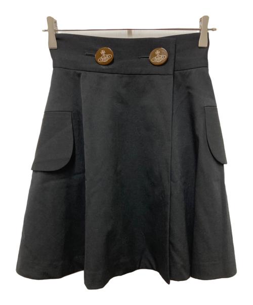 Vivienne Westwood RED LABEL（ヴィヴィアンウエストウッドレッドレーベル）Vivienne Westwood RED LABEL (ヴィヴィアンウエストウッドレッドレーベル) オーブボタンサイドフラップスカート ブラック サイズ:２の古着・服飾アイテム