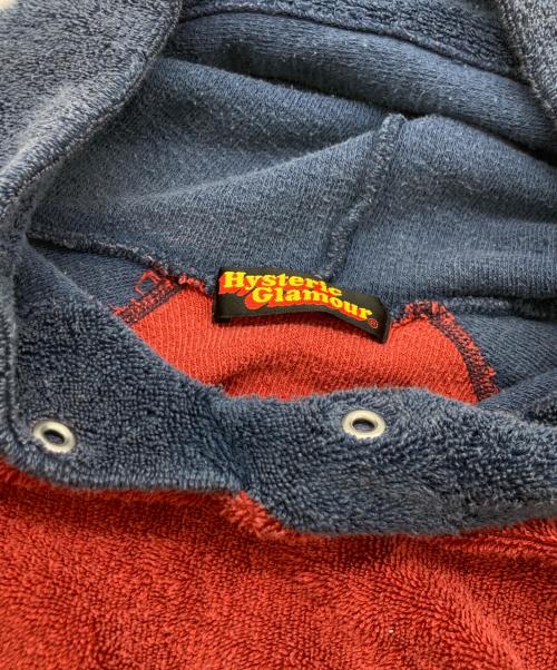 Hysteric Glamour（ヒステリックグラマー）Hysteric Glamour (ヒステリックグラマー) バイカラーパイルフーディ レッド×ブルー サイズ:Free(実寸参照）の古着・服飾アイテム
