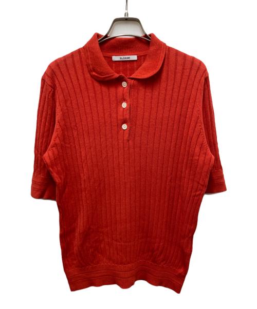 SLOANE（スローン）SLOANE (スローン) 12G ワイドリブ コットン アセテート 5分袖 丸襟 ポロシャツ レッド サイズ:３の古着・服飾アイテム