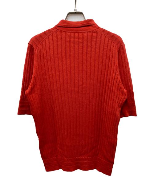 SLOANE（スローン）SLOANE (スローン) 12G ワイドリブ コットン アセテート 5分袖 丸襟 ポロシャツ レッド サイズ:３の古着・服飾アイテム