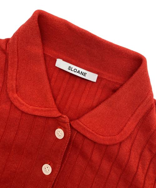 SLOANE（スローン）SLOANE (スローン) 12G ワイドリブ コットン アセテート 5分袖 丸襟 ポロシャツ レッド サイズ:３の古着・服飾アイテム
