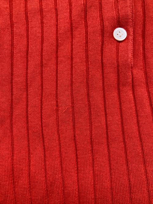 SLOANE（スローン）SLOANE (スローン) 12G ワイドリブ コットン アセテート 5分袖 丸襟 ポロシャツ レッド サイズ:３の古着・服飾アイテム