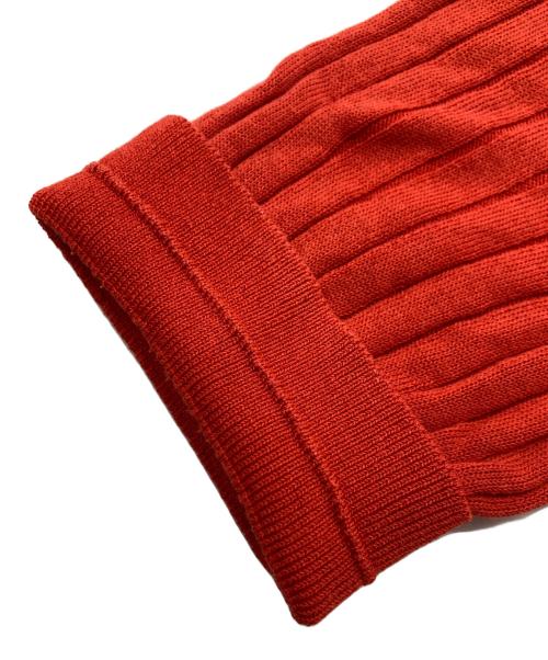 SLOANE（スローン）SLOANE (スローン) 12G ワイドリブ コットン アセテート 5分袖 丸襟 ポロシャツ レッド サイズ:３の古着・服飾アイテム