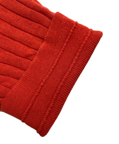 SLOANE（スローン）SLOANE (スローン) 12G ワイドリブ コットン アセテート 5分袖 丸襟 ポロシャツ レッド サイズ:３の古着・服飾アイテム