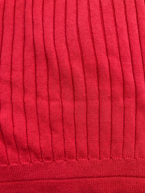 SLOANE（スローン）SLOANE (スローン) 12G ワイドリブ コットン アセテート 5分袖 丸襟 ポロシャツ レッド サイズ:３の古着・服飾アイテム