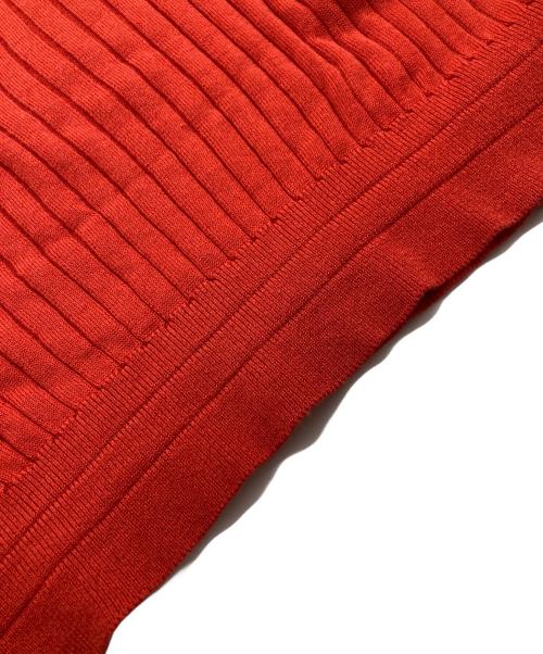 SLOANE（スローン）SLOANE (スローン) 12G ワイドリブ コットン アセテート 5分袖 丸襟 ポロシャツ レッド サイズ:３の古着・服飾アイテム
