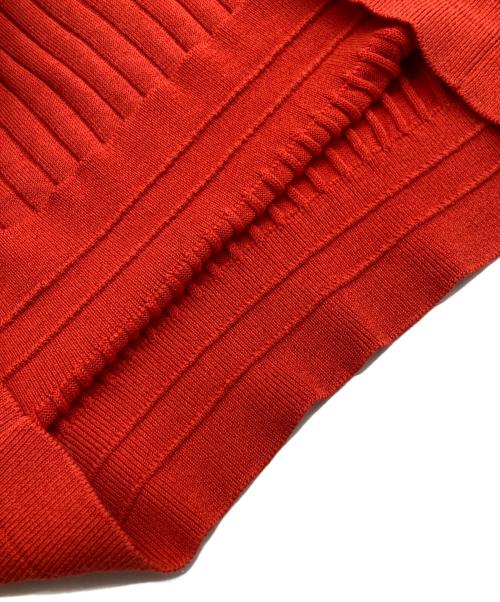 SLOANE（スローン）SLOANE (スローン) 12G ワイドリブ コットン アセテート 5分袖 丸襟 ポロシャツ レッド サイズ:３の古着・服飾アイテム