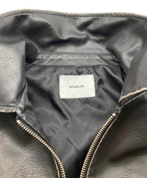MURUA（ムルーア）MURUA (ムルーア) ウォッシュフェイクレザーブルゾン ブラック サイズ:Fの古着・服飾アイテム