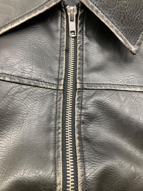 MURUA（ムルーア）MURUA (ムルーア) ウォッシュフェイクレザーブルゾン ブラック サイズ:Fの古着・服飾アイテム